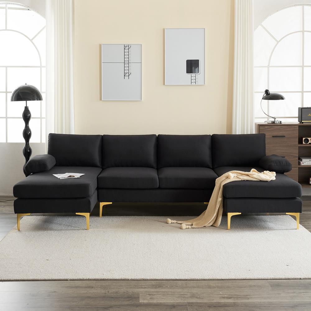 Modern Large Sectional Sofa U-Shape Couch with 2 Chaise Sturdy Metal Leg 3 Color - Picture 26 of 26
