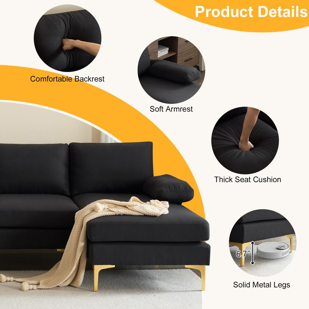 Modern Large Sectional Sofa U-Shape Couch with 2 Chaise Sturdy Metal Leg 3 Color - Picture 25 of 26