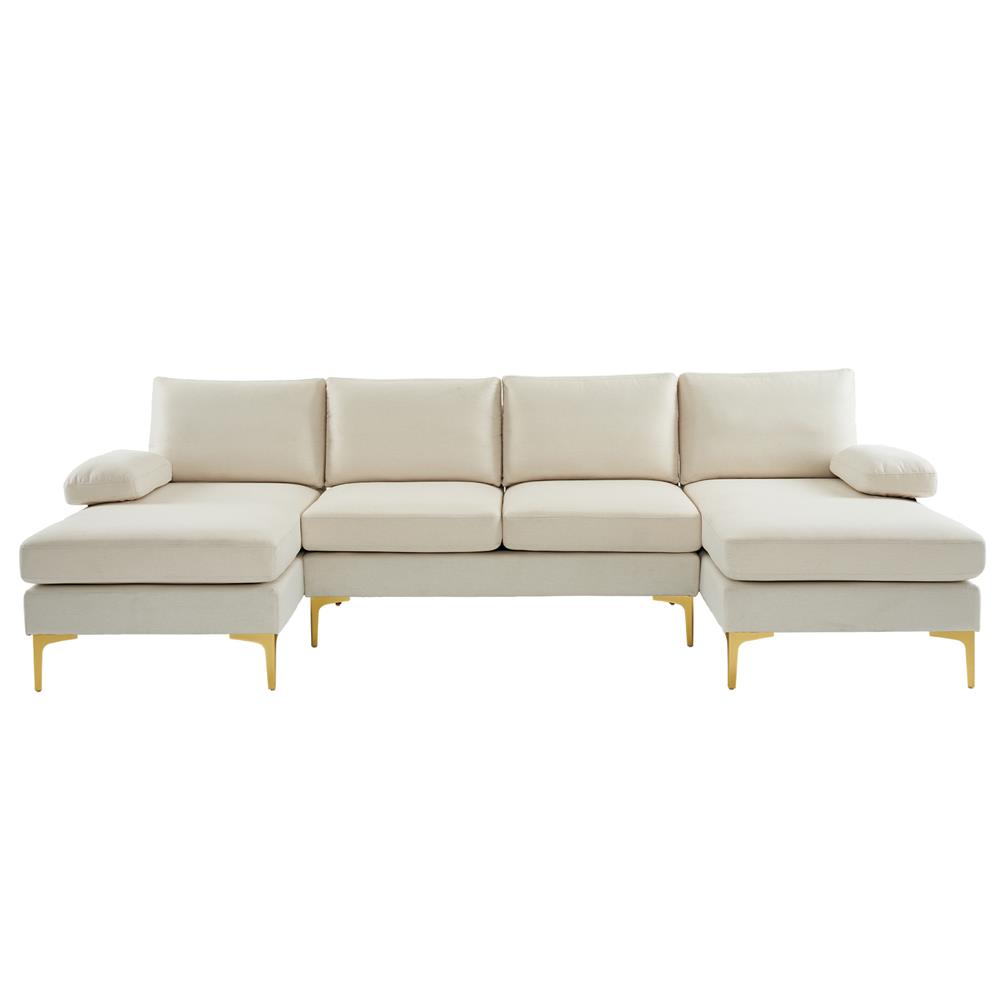 Modern Large Sectional Sofa U-Shape Couch with 2 Chaise Sturdy Metal Leg 3 Color - Picture 14 of 26