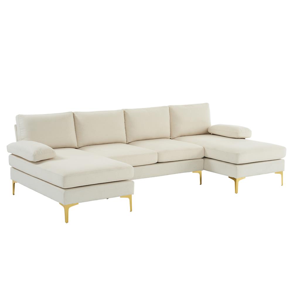 Modern Large Sectional Sofa U-Shape Couch with 2 Chaise Sturdy Metal Leg 3 Color - Picture 13 of 26