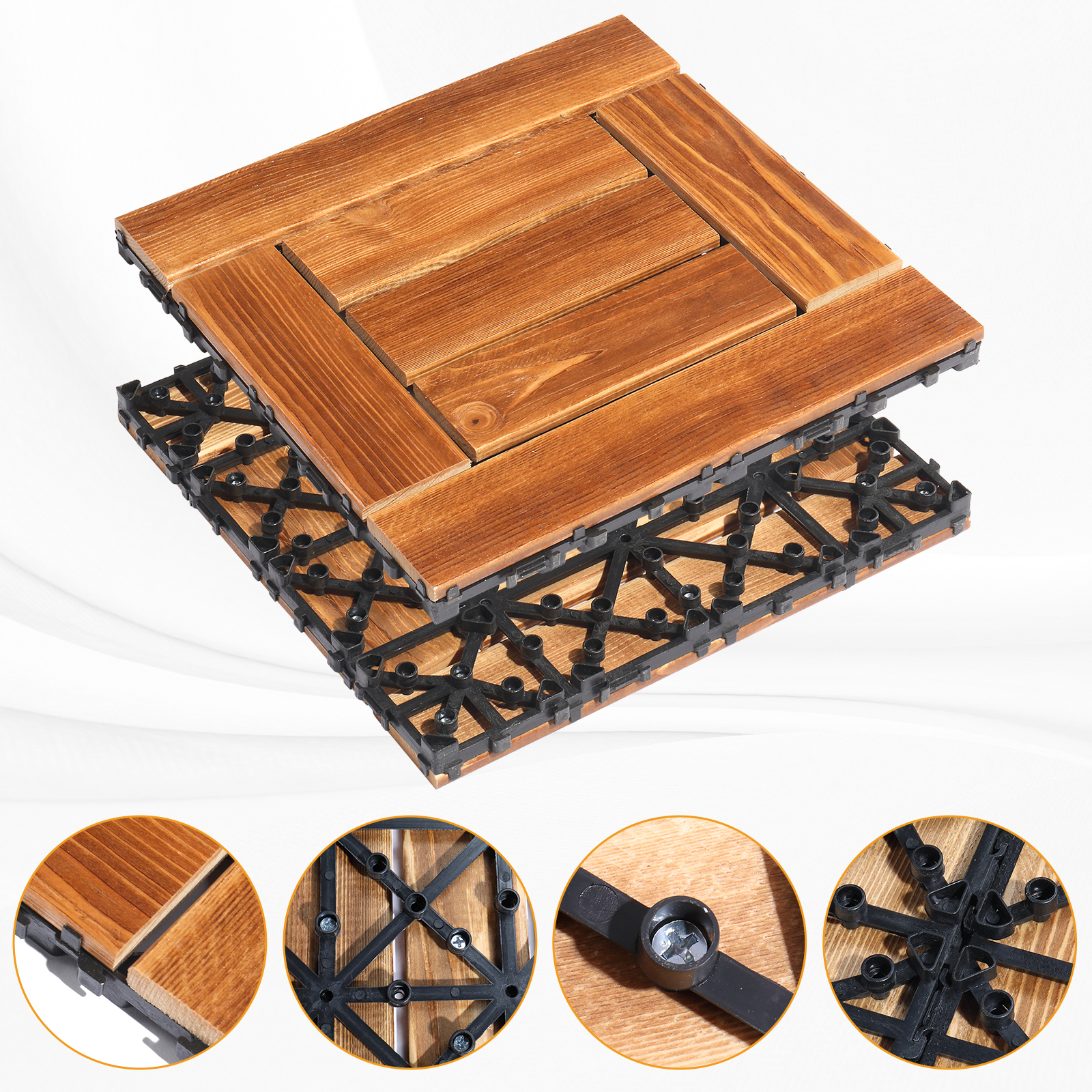 27pcs Decking Tiles- 12x12in Interlocking Flooring Tiles for Patio Garden Deck - Picture 24 of 42