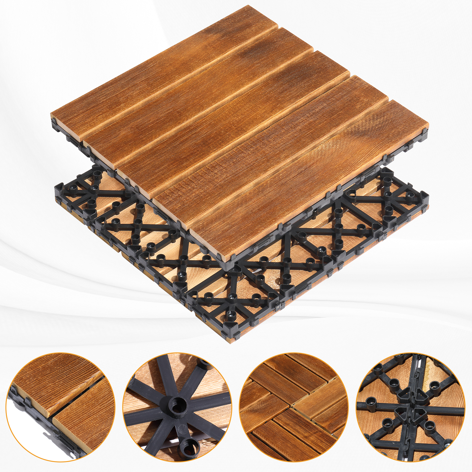 27pcs Decking Tiles- 12x12in Interlocking Flooring Tiles for Patio Garden Deck - Picture 19 of 42