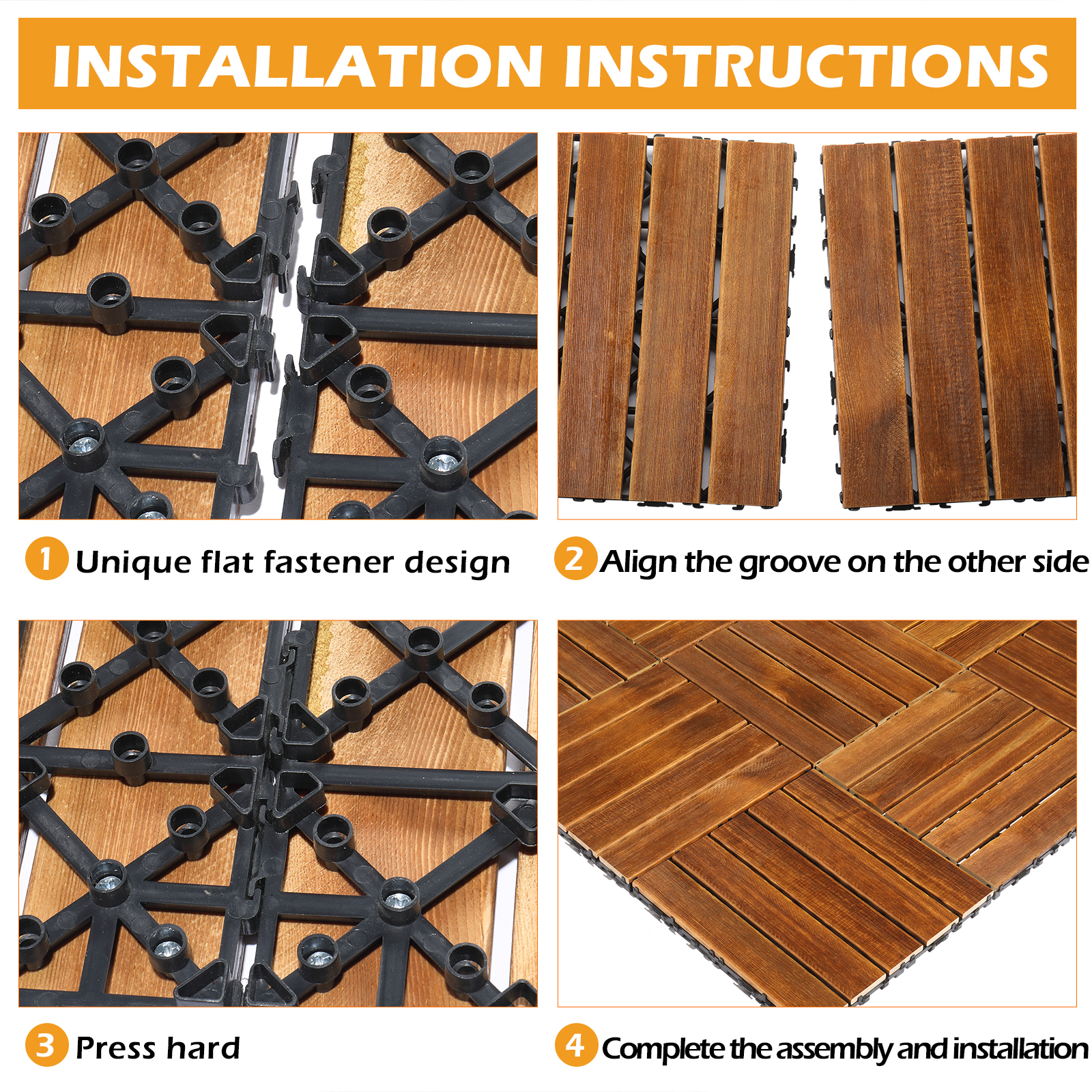 27pcs Decking Tiles- 12x12in Interlocking Flooring Tiles for Patio Garden Deck - Picture 18 of 42