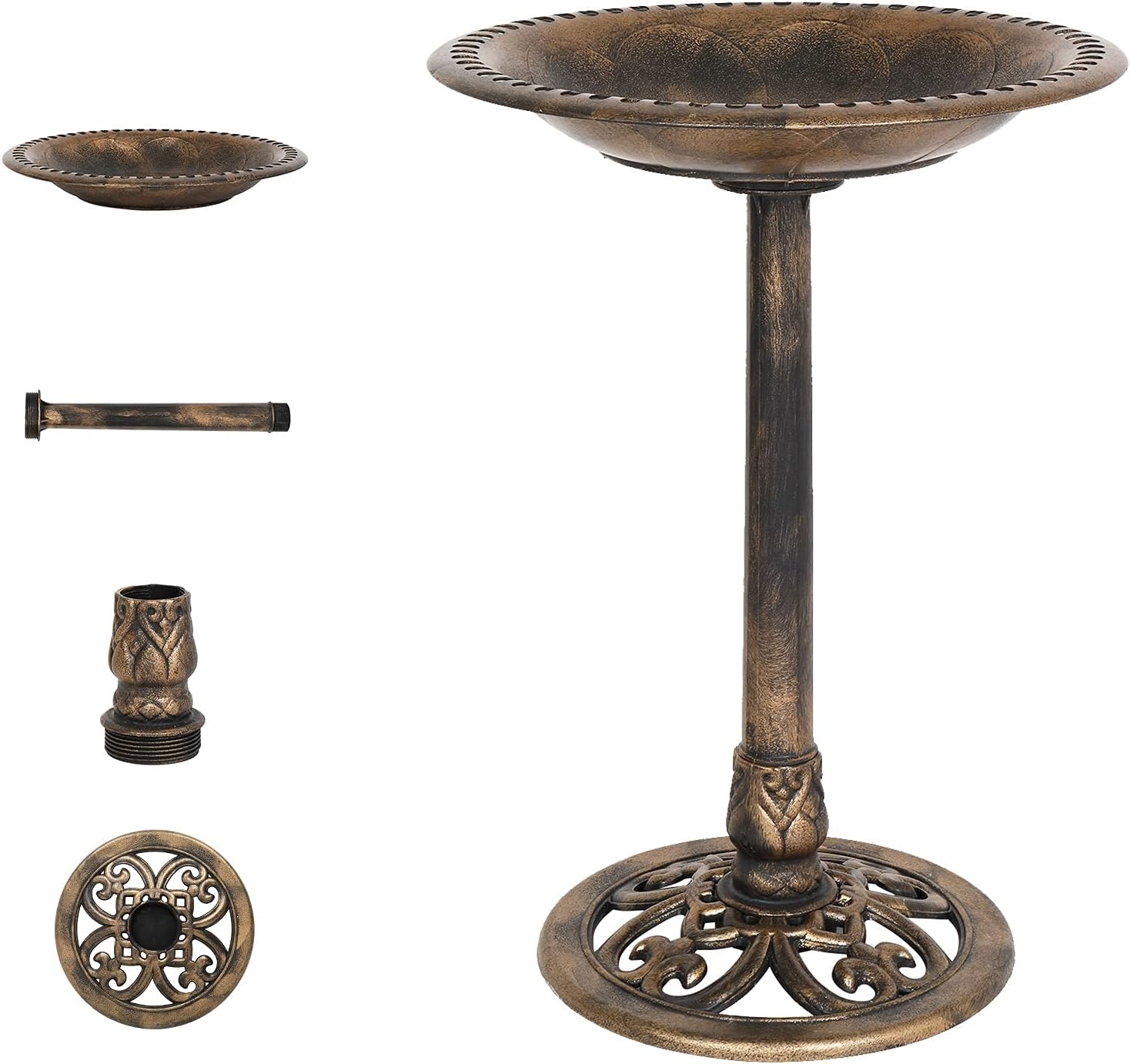 Outdoor Patio Garden Bird Bath Traditional Ornament Pedestal Birds Water Bowl UK