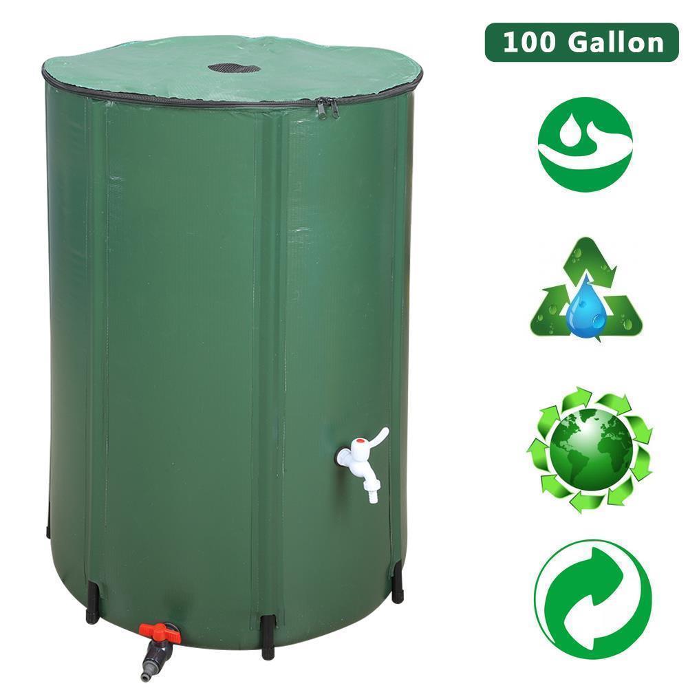 50 / 66 / 100 Gallon Portable Rain Barrel Water Collector Tank w /Spigot Filter - Picture 7 of 8