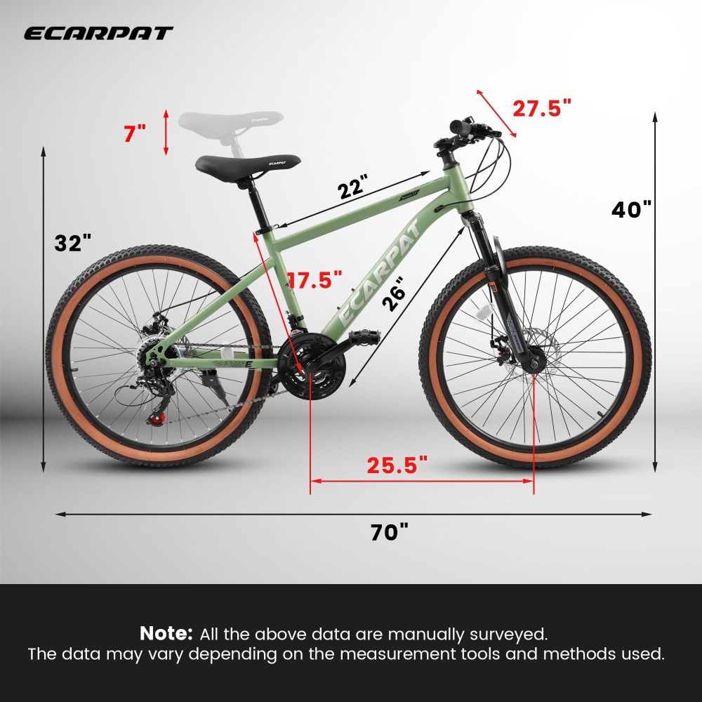 Carbon Steel Frame Mountain Bike 27.5''Wheel 21Speed Disc Brakes Trigger Shifter
