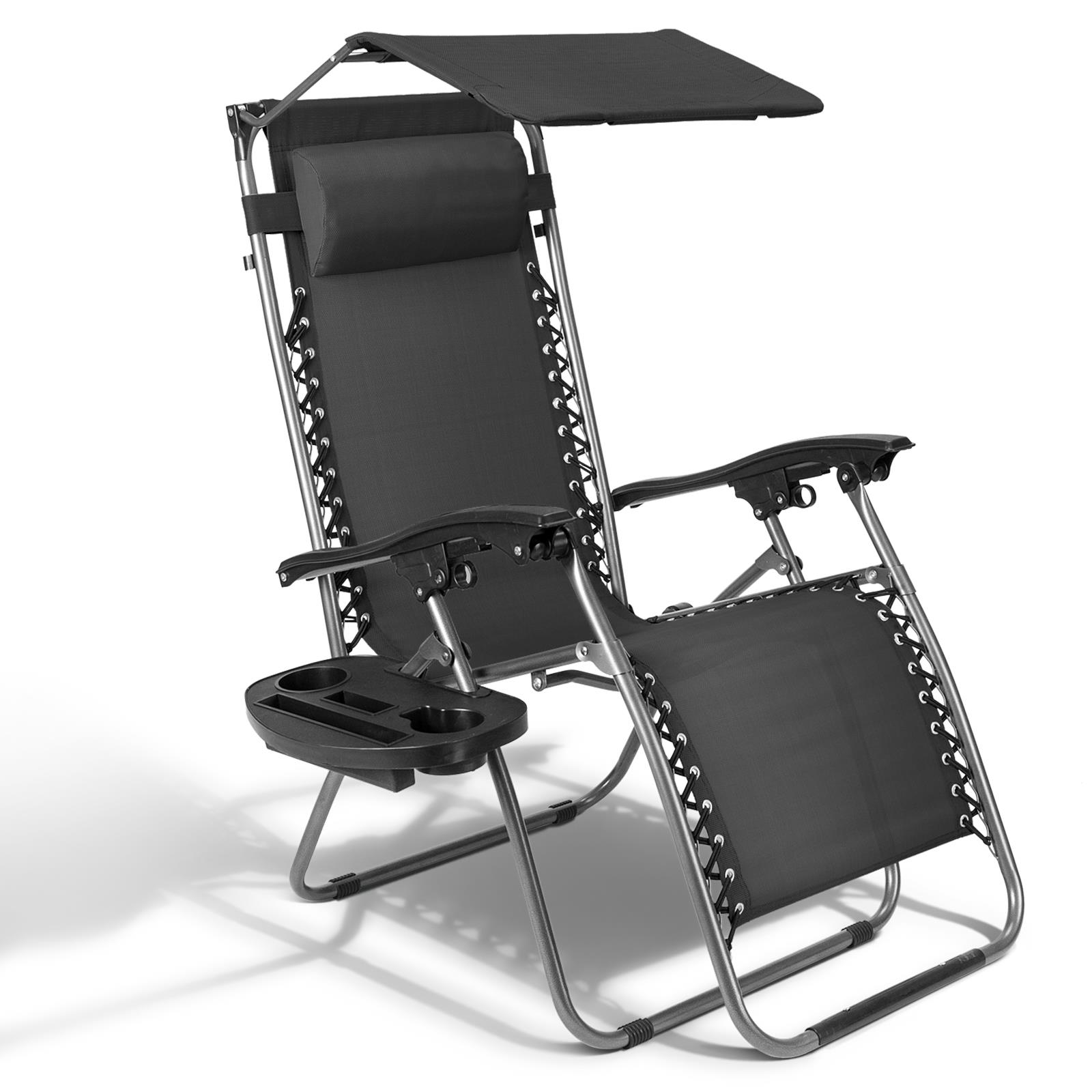 Heavy Duty Reclining Folding Zero Gravity Chair Outdoor Garden Beach with Canopy
