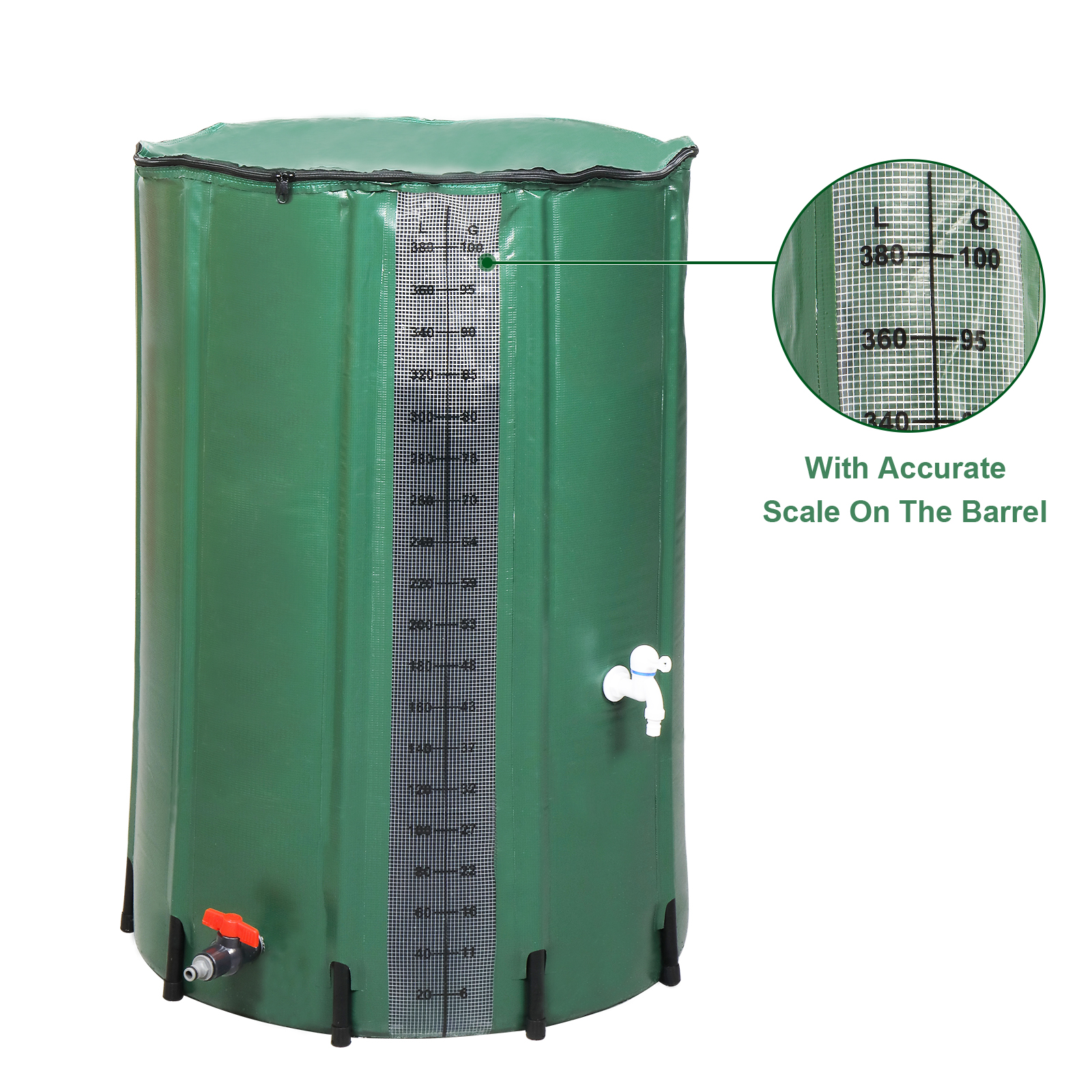 50/66/100 Gallon Rain Water Collector Rainwater Storage Barrel Garden Container