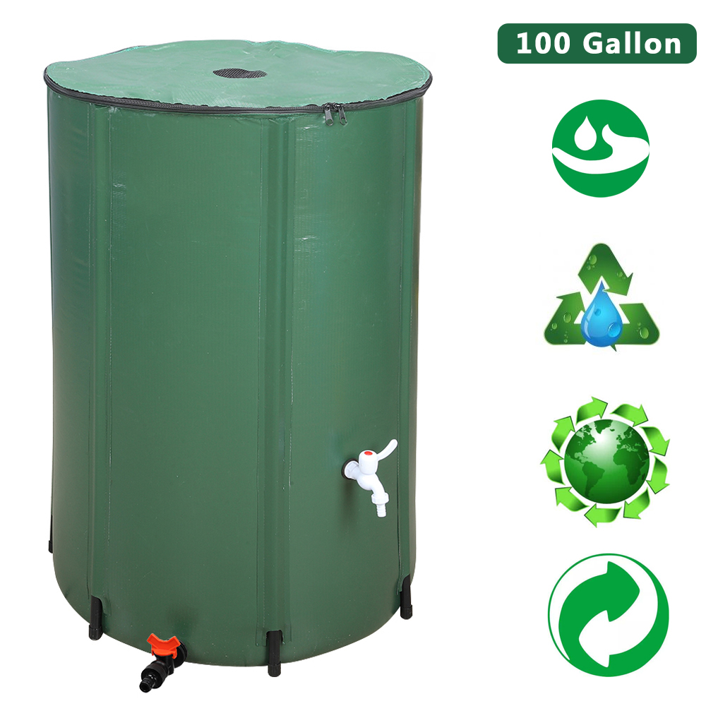 50/66/100Gallon Collapsible Rain Water Barrel Tank Butt Storage Spout Collector