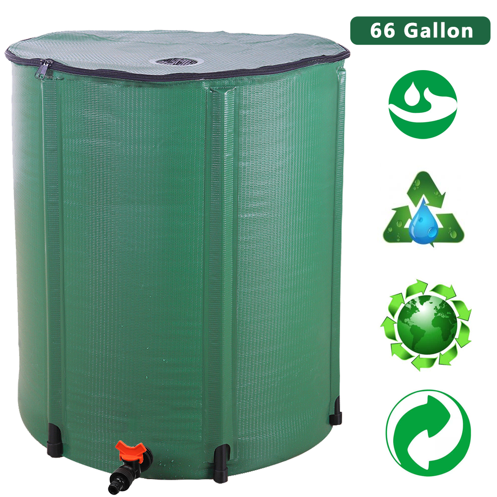 50/66/100Gallon Collapsible Rain Water Barrel Tank Butt Storage Spout Collector