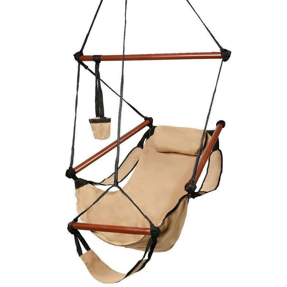 Hammock Hanging Sky Chair Air Deluxe Swing Chair Outdoor With Cup Holder 4 Color