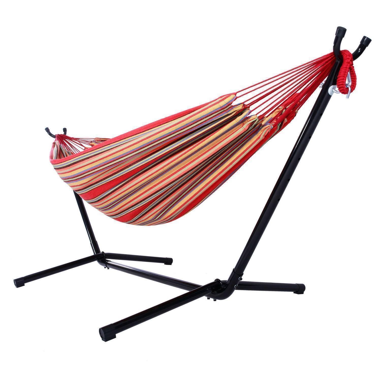 9ft Outdoor Swing Chair Double Hammock with Steel Stand Camping Bed - Picture 9 of 10