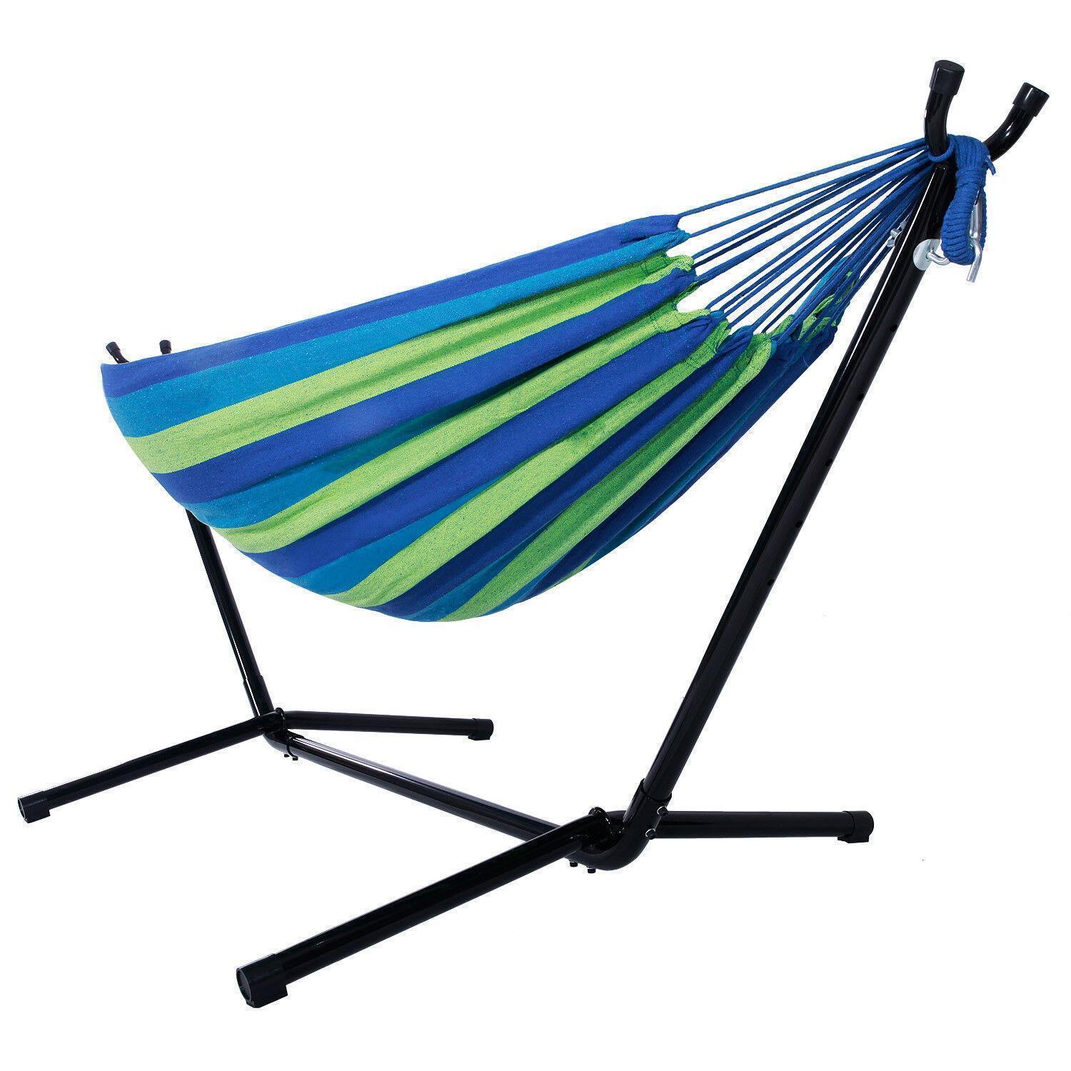9ft Outdoor Swing Chair Double Hammock with Steel Stand Camping Bed - Picture 5 of 10
