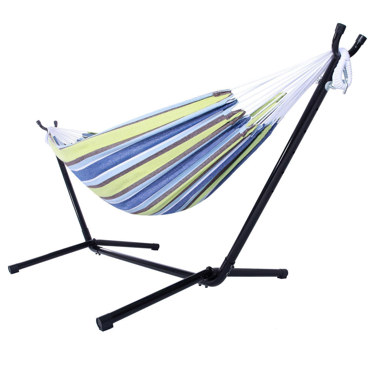 9ft Outdoor Swing Chair Double Hammock with Steel Stand Camping Bed - Picture 7 of 10
