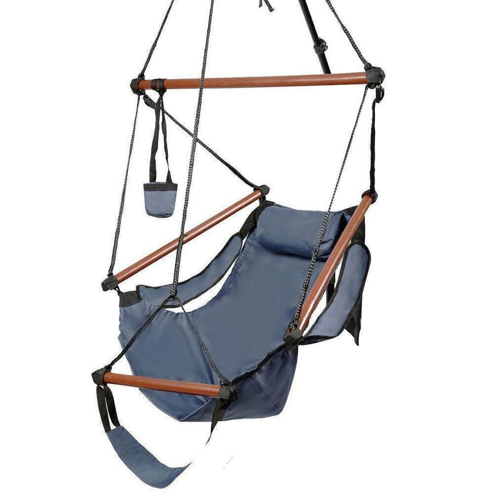 Modern Hammock Hanging Chair Air Deluxe Outdoor Chair Solid Wood Bearing 250lb