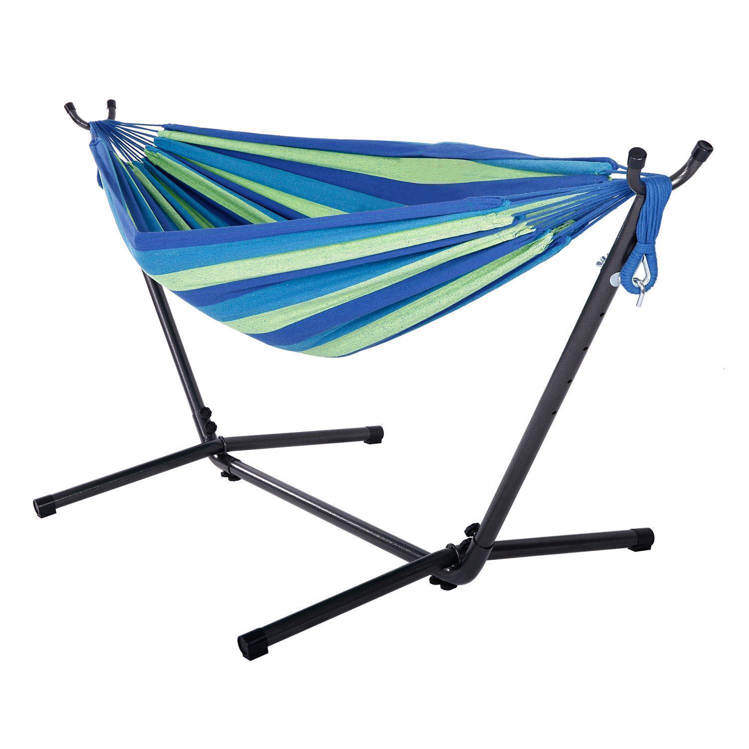 9 Ft Double Hammock With Space Saving Steel Stand Outdoor Portable Carrying Case - Picture 9 of 9