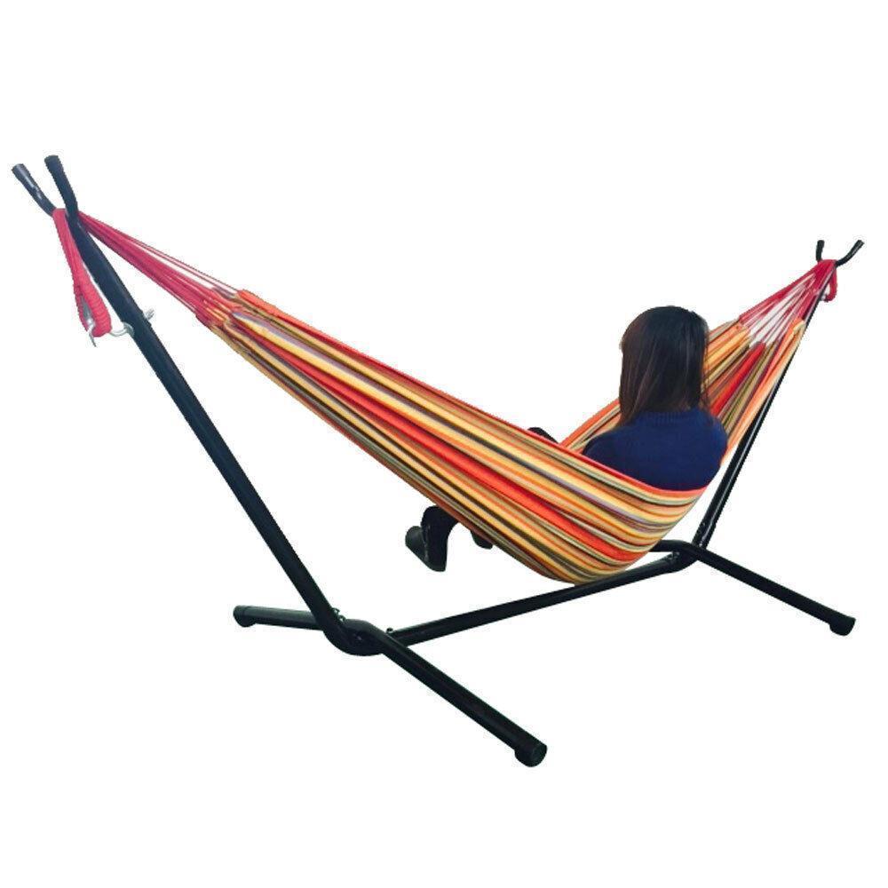 9 Ft Double Hammock With Space Saving Steel Stand Outdoor Portable Carrying Case - Picture 8 of 9