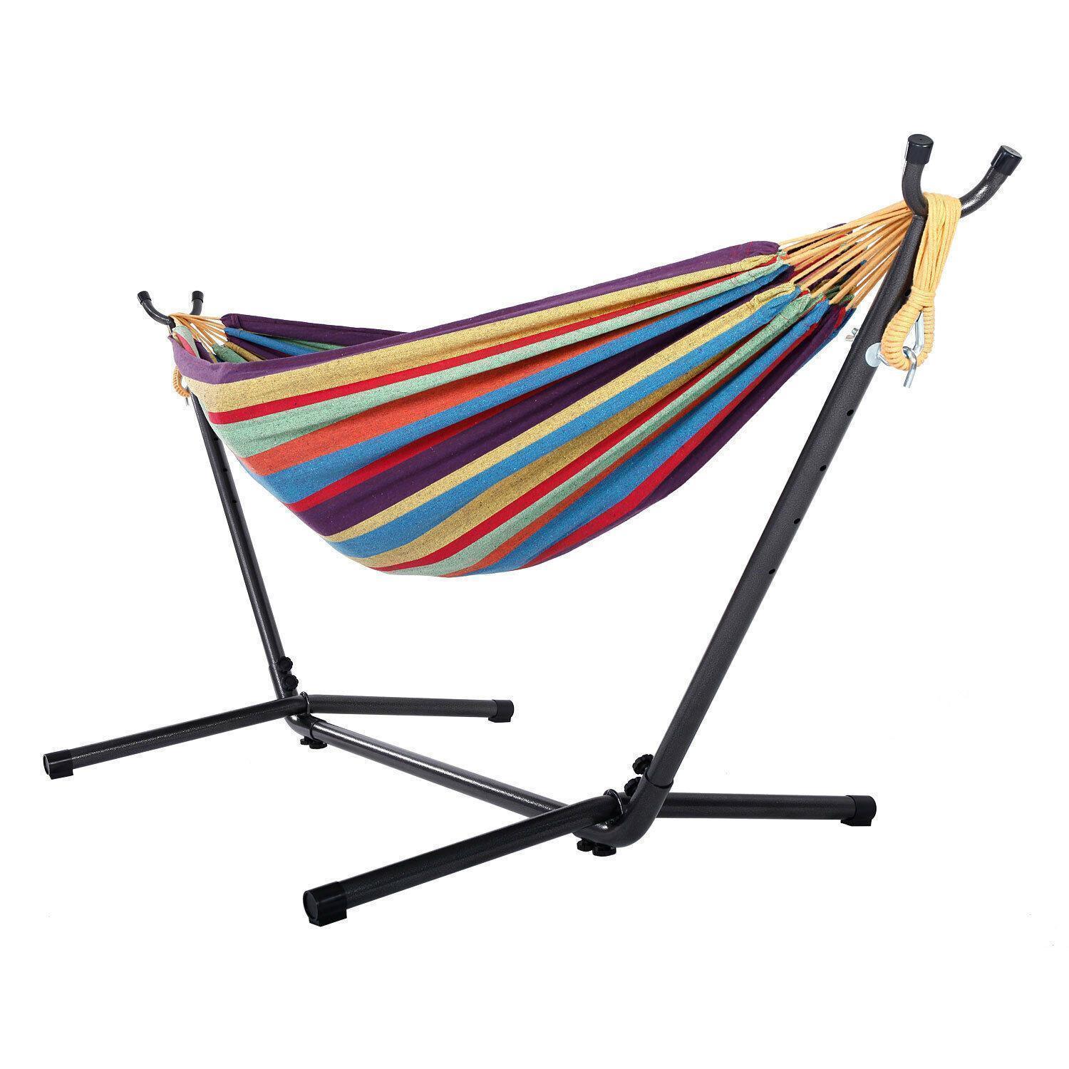 9 Ft Double Hammock With Space Saving Steel Stand Outdoor Portable Carrying Case - Picture 7 of 9
