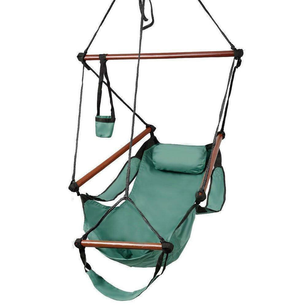 Outdoor Hammock Hanging Chair Air Deluxe Swing Chair Solid Wood 4 Colours US