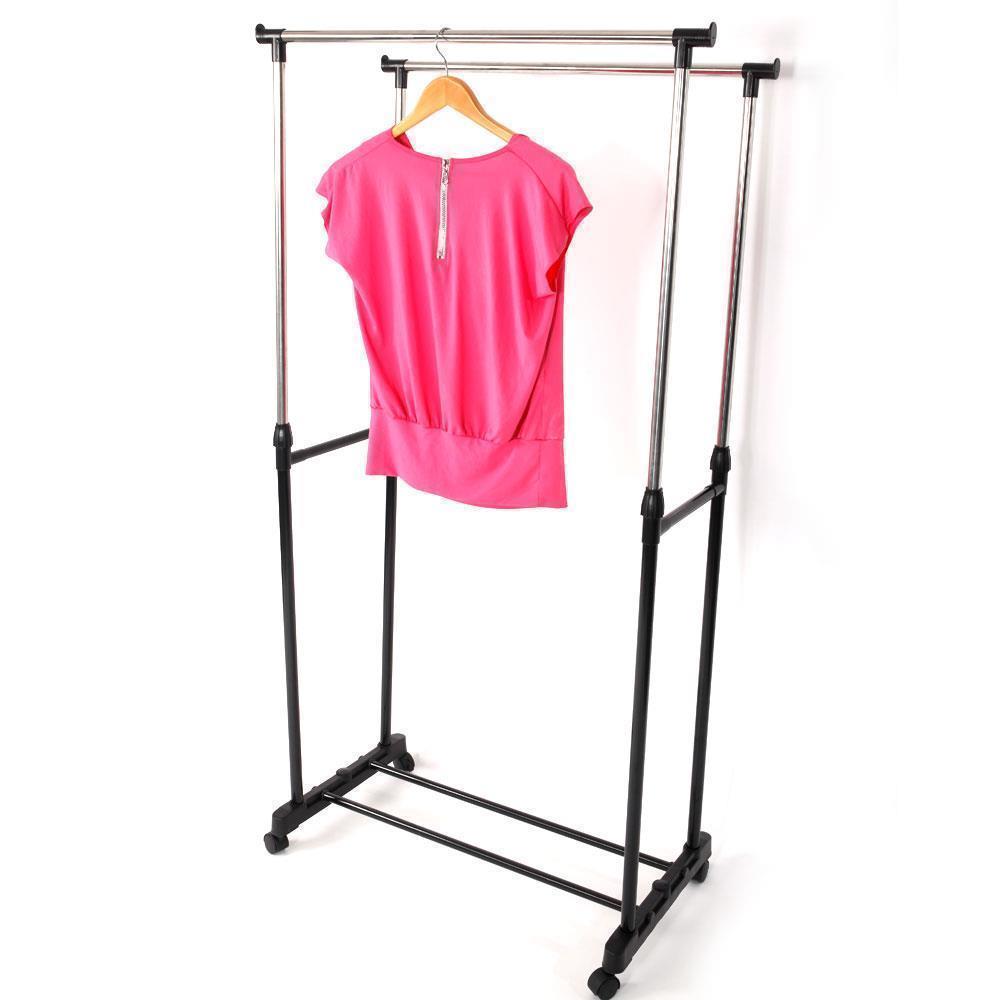 Multi Modle Heavy Duty Rail Scalable Portable Clothes Hanger Rolling Rack Holder