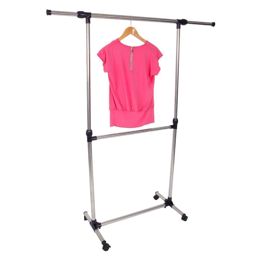 Multi Modle Heavy Duty Rail Scalable Portable Clothes Hanger Rolling Rack Holder