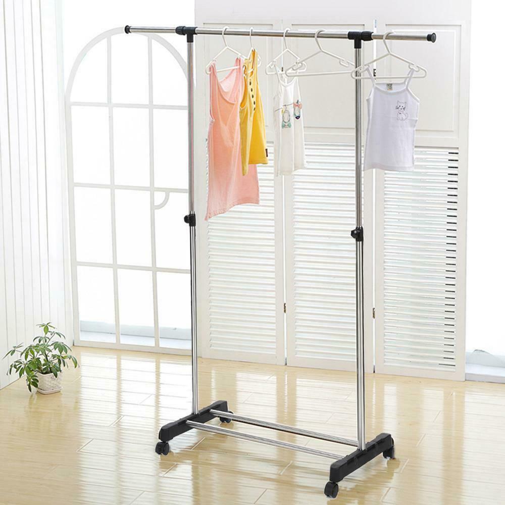 Multi Modle Heavy Duty Rail Scalable Portable Clothes Hanger Rolling Rack Holder