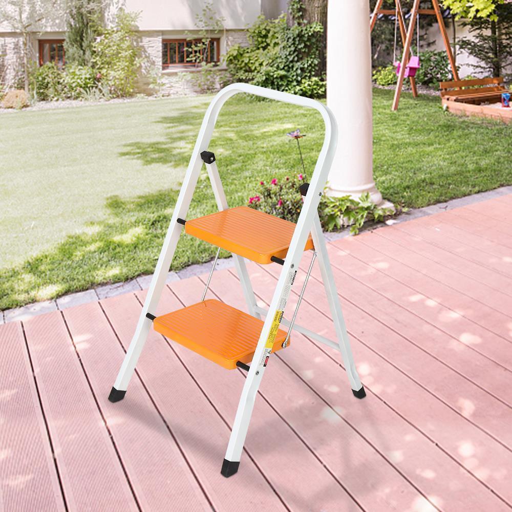 2/3/4 Step Ladders Portable Compact Folding Steel Ladderl Heavy Duty Aluminum