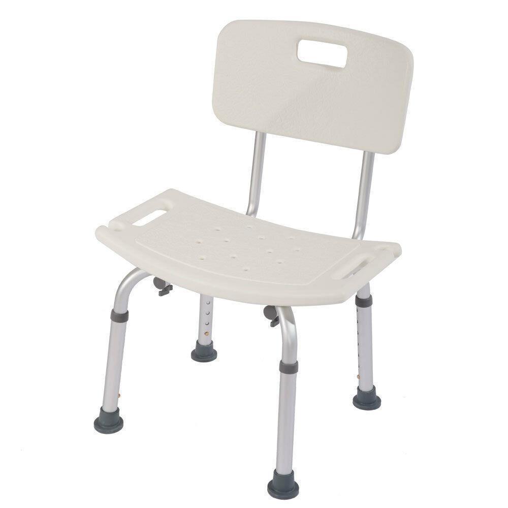 Adjustable Elderly Bath Bathroom Shower Seat Chair Bench Stool Seat Backrest - Picture 6 of 8