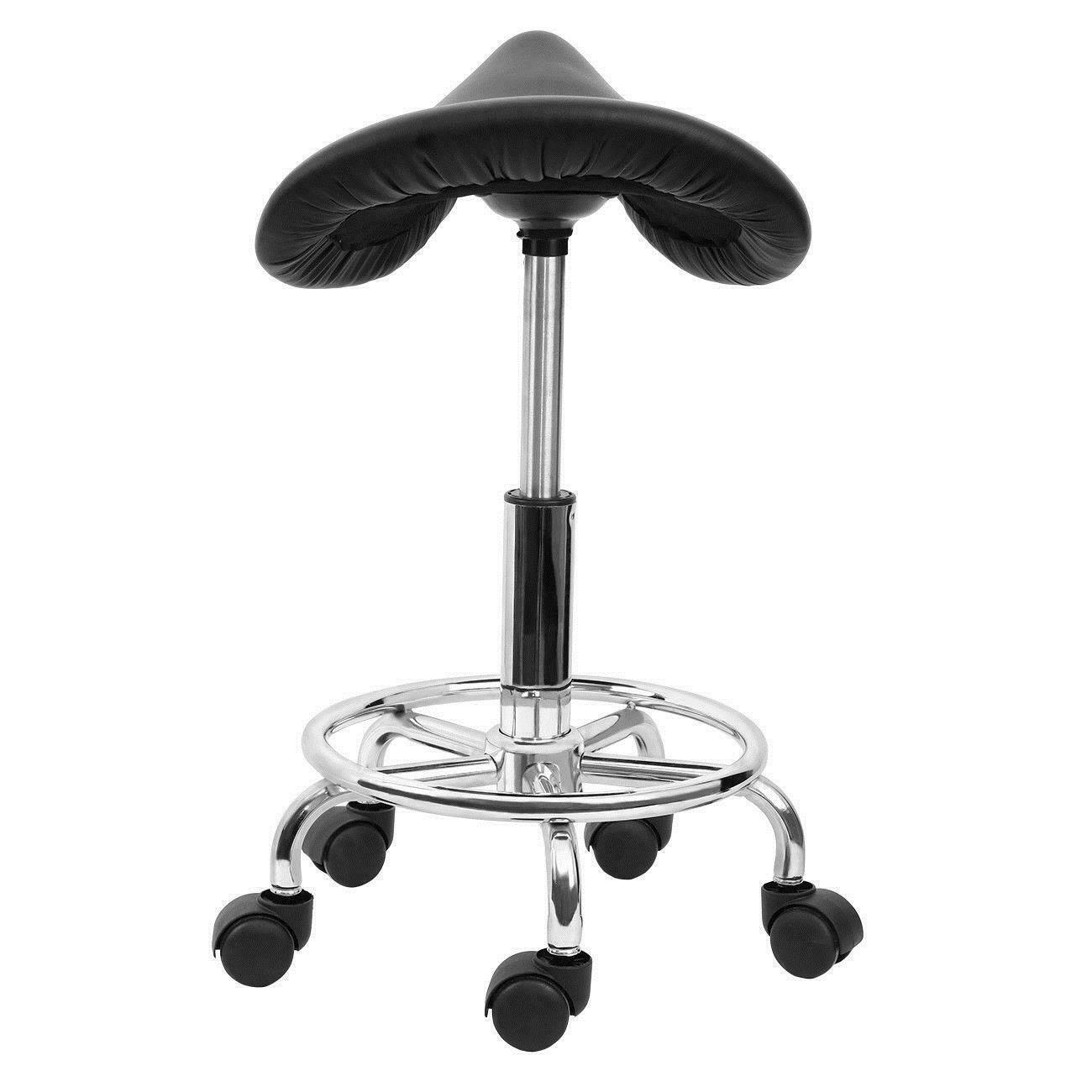Adjustable Hydraulic Swivel Saddle Stool SPA Salon Rolling Chair with Wheels - Picture 9 of 10
