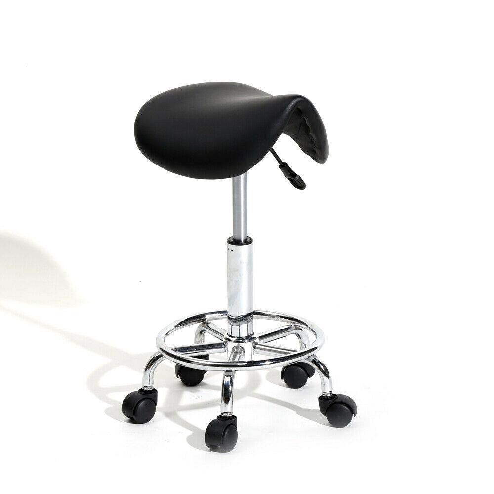 Adjustable Hydraulic Swivel Saddle Stool SPA Salon Rolling Chair with Wheels - Picture 7 of 10