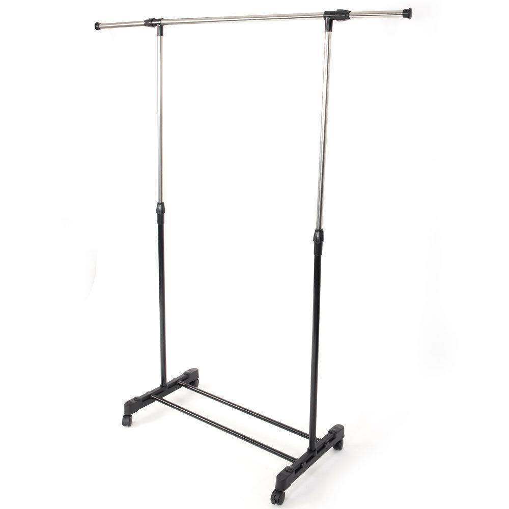 Adjustable Rolling Garment Rack Heavy Duty Clothes Hanger Portable Rail Rack - Picture 4 of 12