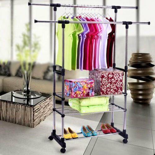 Adjustable Rolling Garment Rack Heavy Duty Clothes Hanger Portable Rail Rack - Picture 2 of 12
