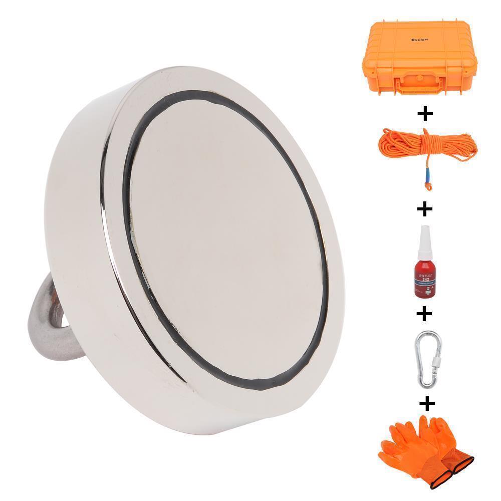 550/1100 LB Fishing Magnet Kit Strong Pull Force with Rope & Carabiner Gloves - Picture 9 of 17
