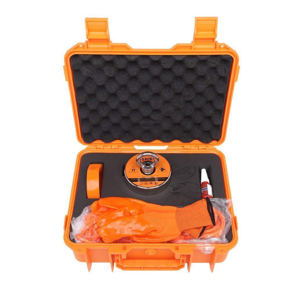 550/1100 LB Fishing Magnet Kit Strong Pull Force with Rope & Carabiner Gloves - Picture 8 of 17