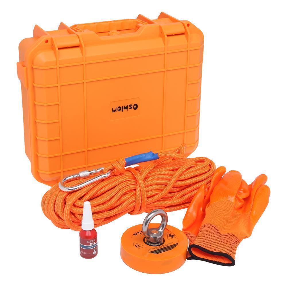 550/1100 LB Fishing Magnet Kit Strong Pull Force with Rope & Carabiner Gloves - Picture 7 of 17
