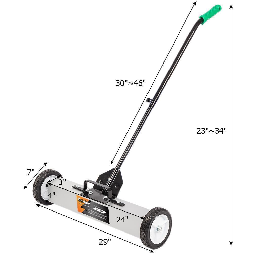 24" & 36" Magnetic Floor Sweeper Metal Scrap Screw Rolling Pick Up Roller Broom