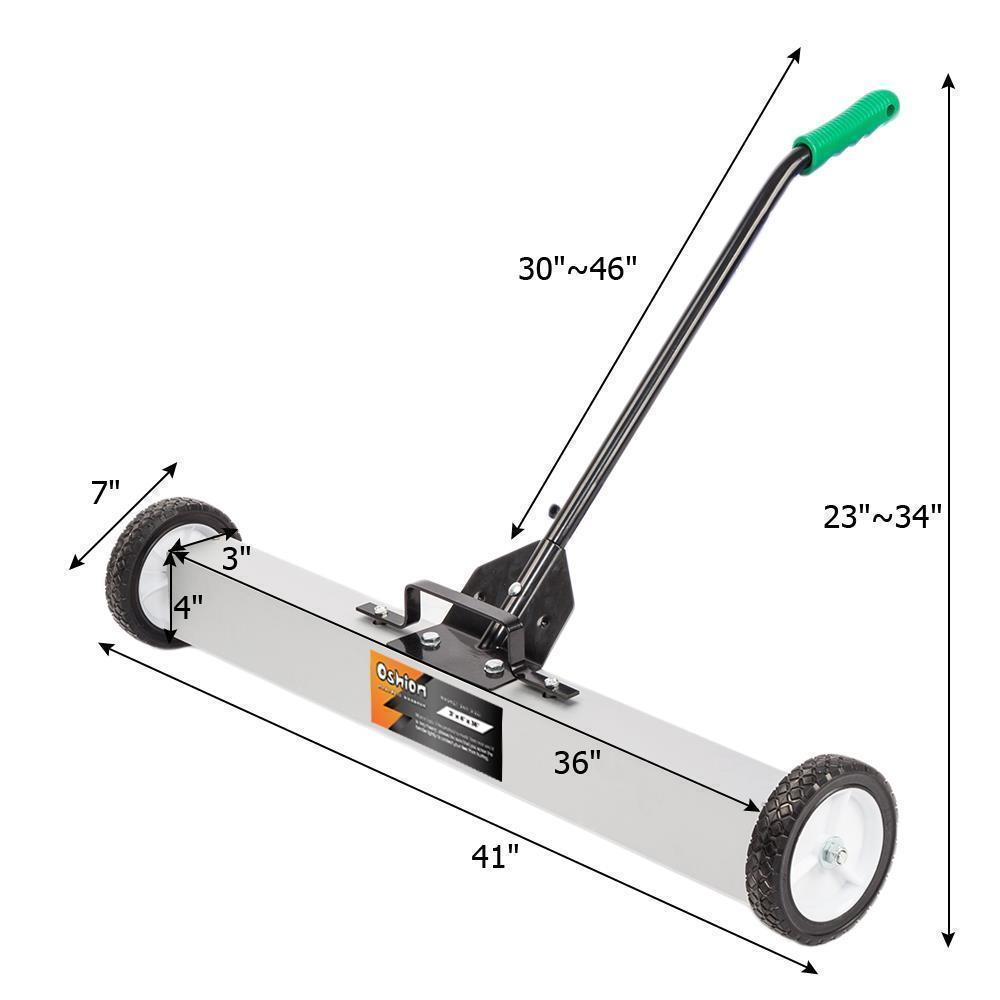 24" & 36" Magnetic Floor Sweeper Metal Scrap Screw Rolling Pick Up Roller Broom