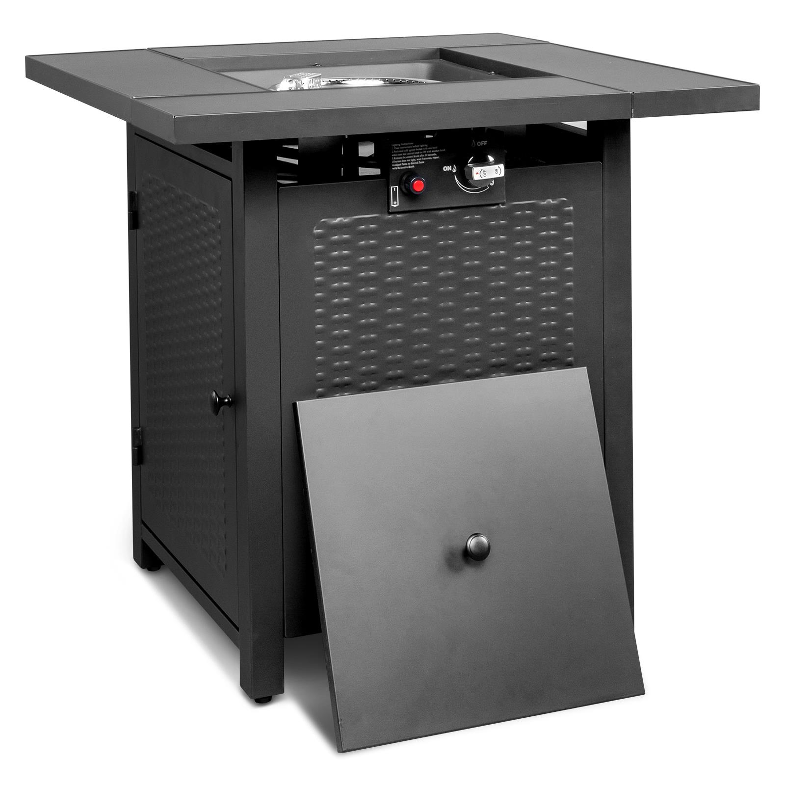 Propane Fire Pit 28" Square Table 50,000 BTU Patio Heater With Lid Garden Out