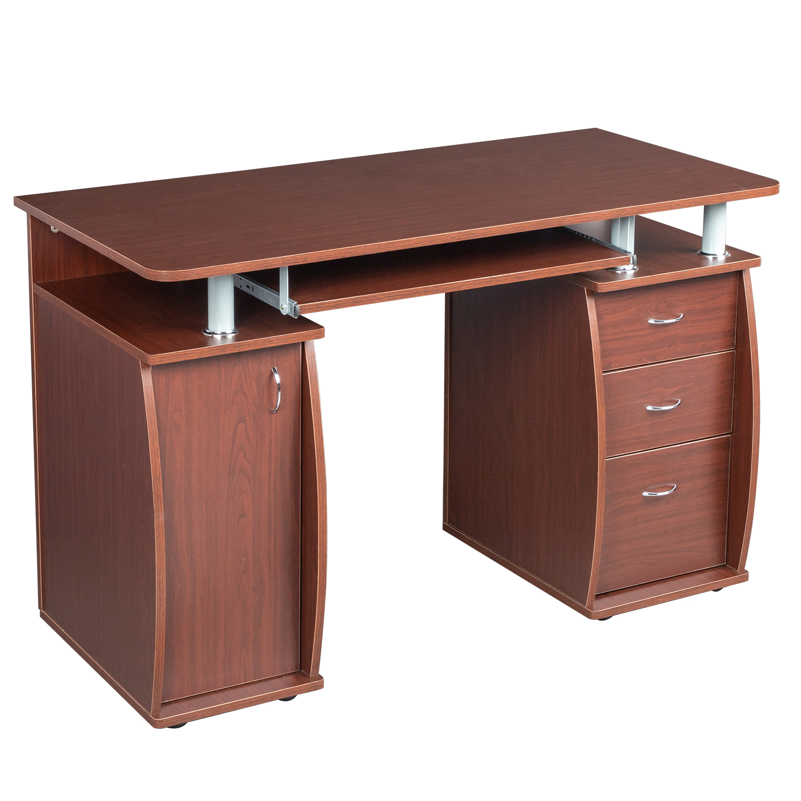 Computer Desk PC Laptop Writing Table Workstation with 3 Drawer +Stroage Cabinet - Picture 21 of 23