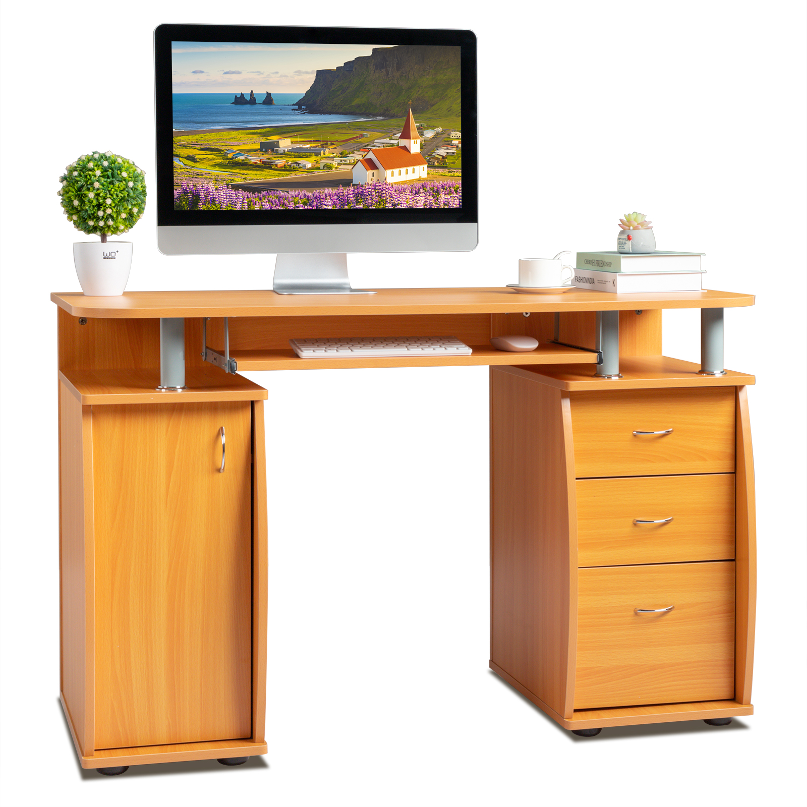 Computer Desk PC Laptop Writing Table Workstation with 3 Drawer +Stroage Cabinet - Picture 16 of 23