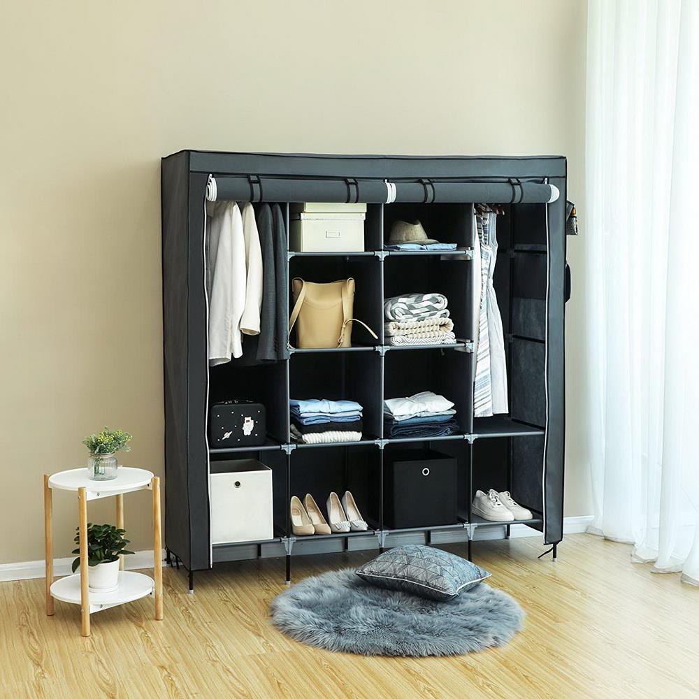 Multi-Größe Kleiderschrank Stoffschrank mit Kleiderstange Lagerregale Staubschut - Bild 27 von 32