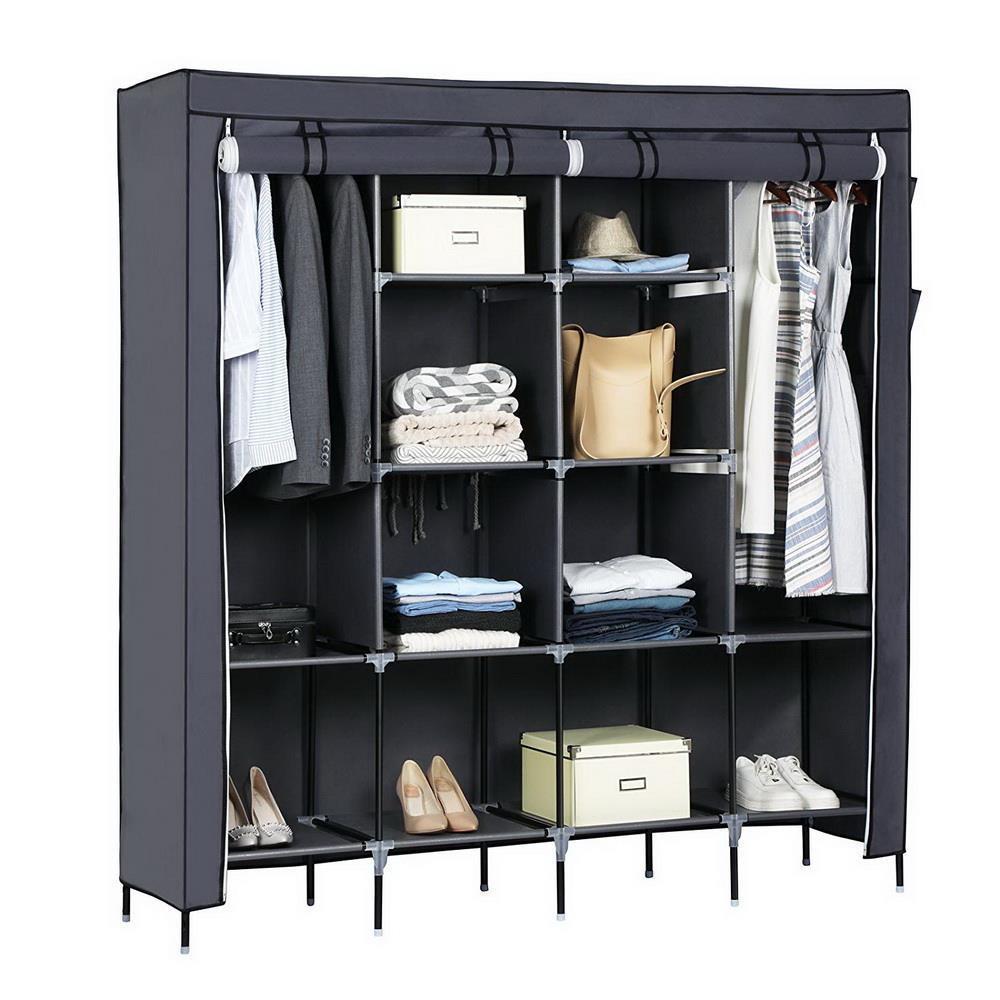 Multi-Größe Kleiderschrank Stoffschrank mit Kleiderstange Lagerregale Staubschut - Bild 25 von 32