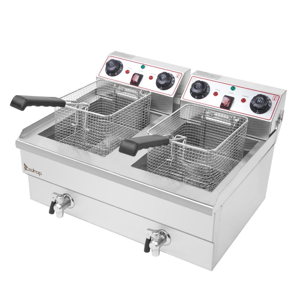 10L/24L Electric Deep Fryer Single/Dual Tank Commercial Stainless Steel Fat Chip
