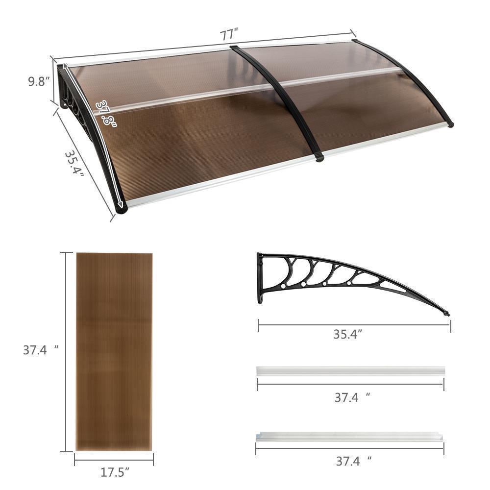 PVC Over Door Canopy Porch Front Rain Cover Awning Shelter Outdoor Patio - Picture 18 of 23
