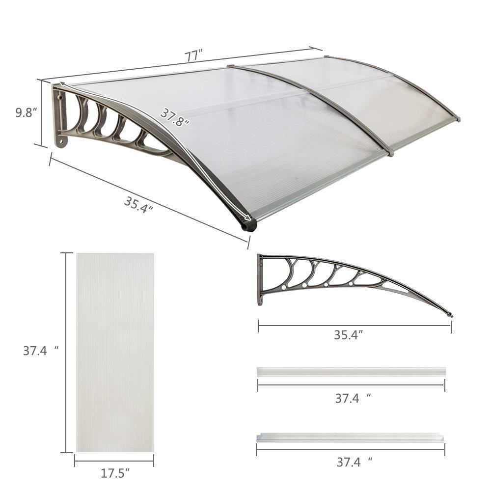 PVC Over Door Canopy Porch Front Rain Cover Awning Shelter Outdoor Patio - Picture 23 of 23