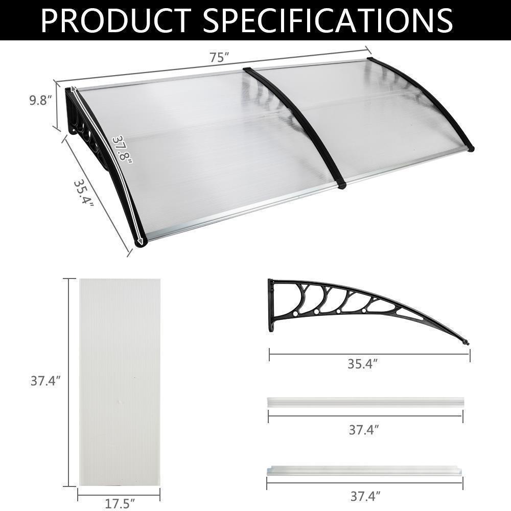PVC Over Door Canopy Porch Front Rain Cover Awning Shelter Outdoor Patio - Picture 13 of 23