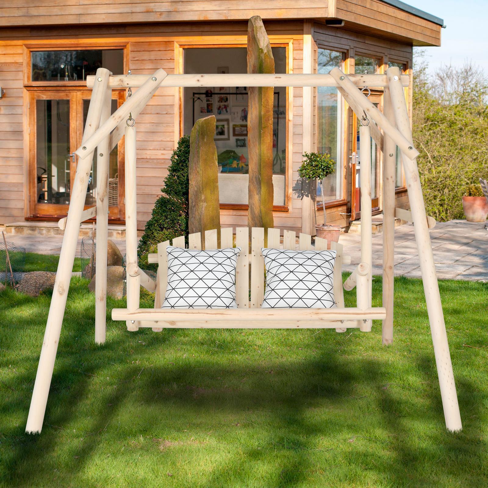 6.5ft Patio Swing Stand Porch Swing Set Wood Bench Swing Stand A-Frame Outdoor - Picture 8 of 8