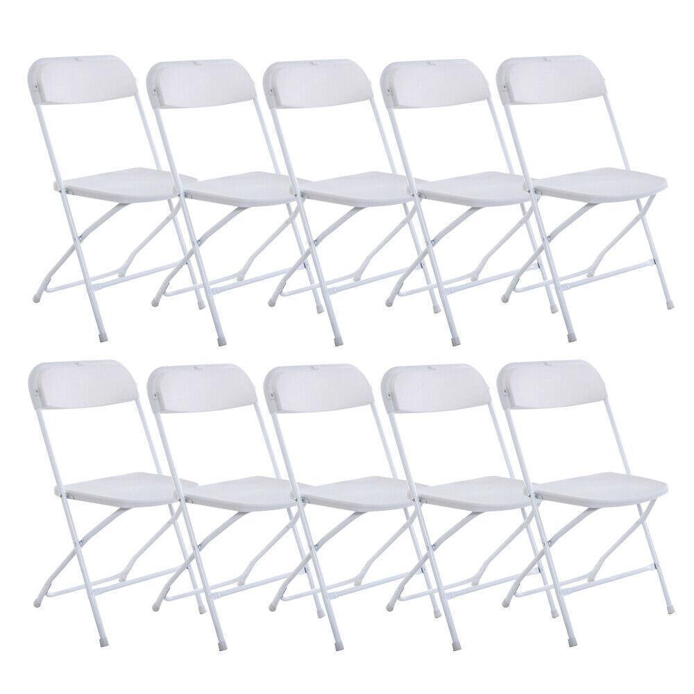5/10PACK Commercial Wedding Quality Stackable Plastic Folding Chairs White/Black