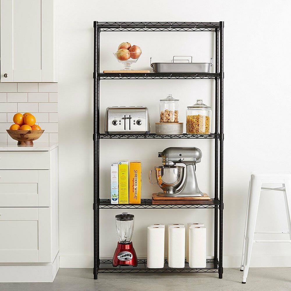 Chrome/Black 5-Shelf Steel Wire Tier Layer Shelving 72x36x14" Storage Rack - Picture 8 of 8