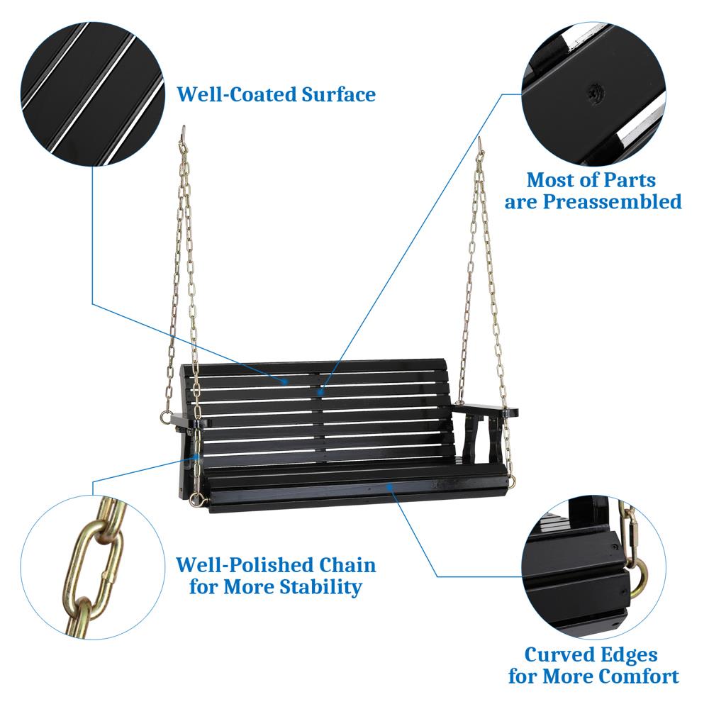 Bench Wooden Porch Swing With Chains